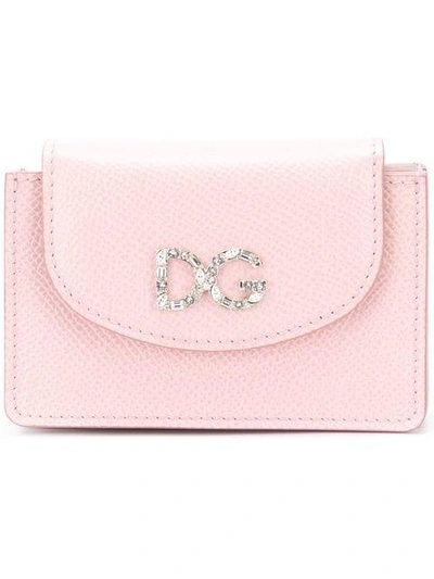 Shop Dolce & Gabbana Crystal Logo Card Holder - Pink
