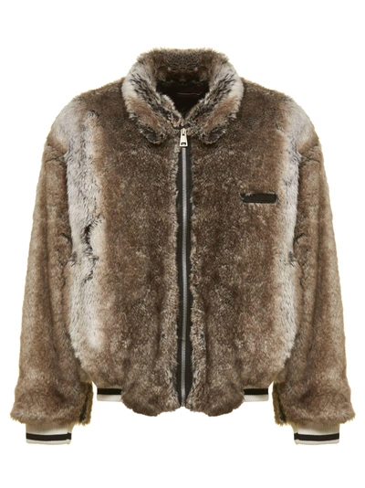 Shop Represent Fur Jacket In Tortora