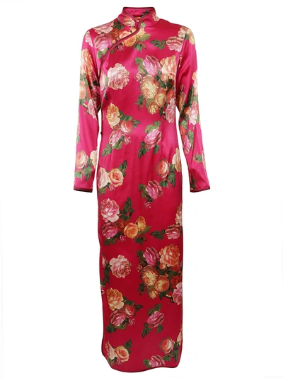 Shop F.r.s For Restless Sleepers Rose Print Shift Dress In Fuxia