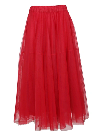 Shop P.a.r.o.s.h Tulle Full Skirt In Rosso