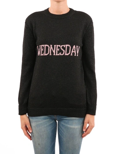 Shop Alberta Ferretti Black Wednesday Sweater In Black/pink