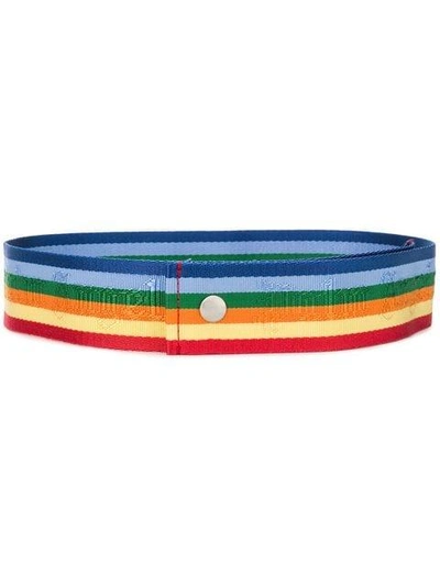 Shop Palm Angels Striped Belt In Yellow