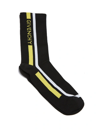 Shop Givenchy Side Stripe Socks In Nero/giallo/bianco