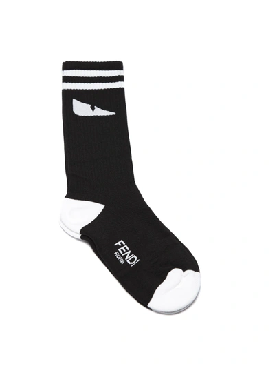 Shop Fendi Bag Bugs Eyes Socks In Nero Bianco