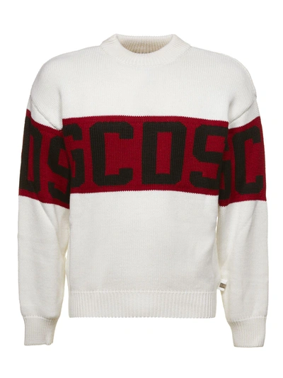 Shop Gcds Logo Sweatshirt In Bianco Rosso Nero