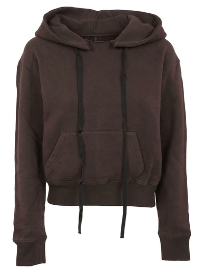 Shop Ben Taverniti Unravel Project Cropped Hoodie In Dark Brown