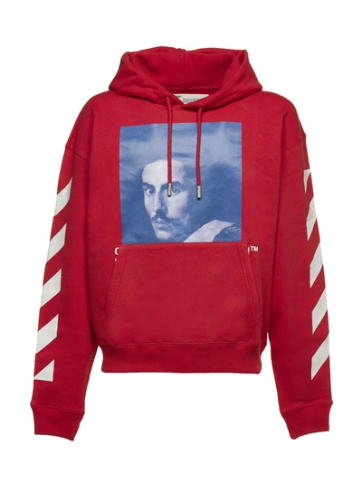 Shop Off-white Printed Hoodie In Rosso Blu