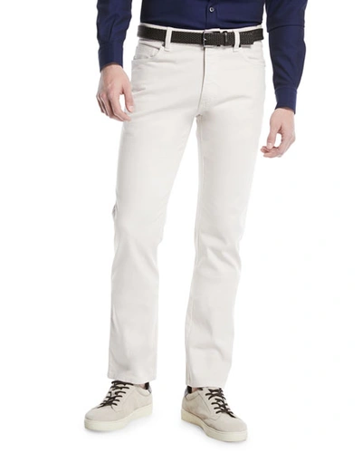 Shop Ermenegildo Zegna Men's Cotton Canvas Regular-fit Chino Pants In White