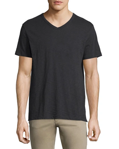 Shop Vince Slub Short-sleeve V-neck T-shirt In Black