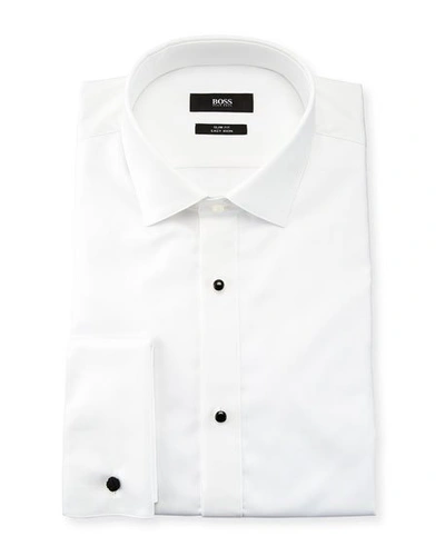 Shop Hugo Boss Bib-front Tuxedo Shirt In White