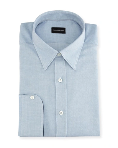 Shop Ermenegildo Zegna Men's Woven Cotton Regular-fit Dress Shirt In Bright Blue