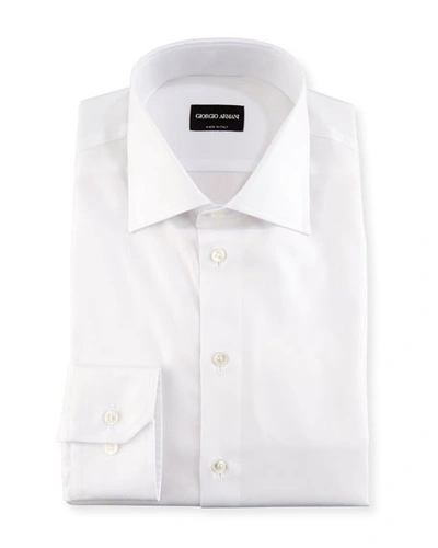 Shop Giorgio Armani Solid Cotton Dress Shirt, White