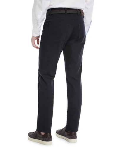 Shop Ermenegildo Zegna Men's Cotton Canvas Regular-fit Chino Pants In Navy