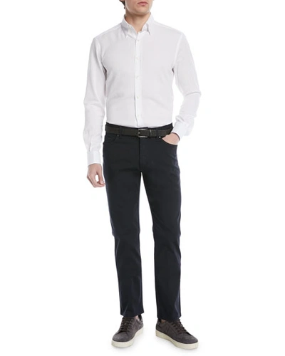 Shop Ermenegildo Zegna Men's Cotton Canvas Regular-fit Chino Pants In Navy