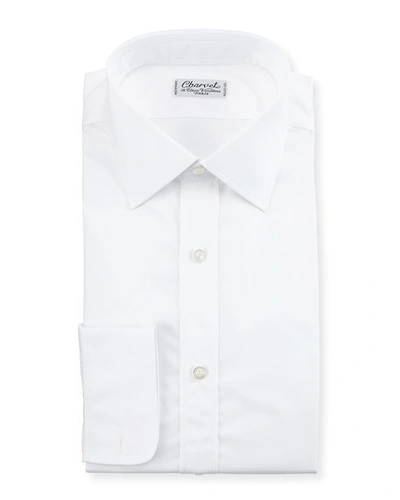 Shop Charvet Poplin Barrel-cuff Dress Shirt, White
