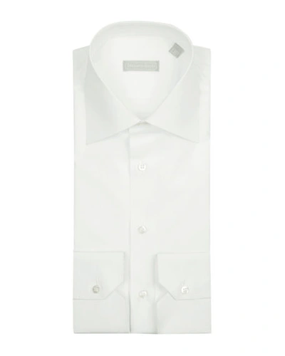 Shop Stefano Ricci Basic Barrel-cuff Dress Shirt In White