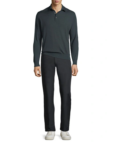 Shop Emporio Armani Men's J15 Techno-stretch Straight-leg Pants In Black