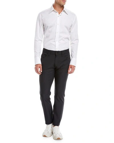 Shop Emporio Armani Men's J15 Techno-stretch Straight-leg Pants In Black