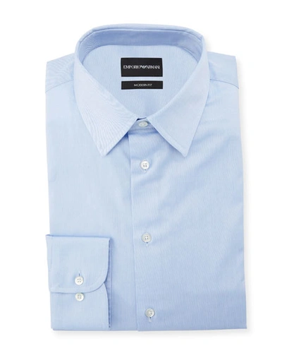 Shop Emporio Armani Men's Modern-fit Cotton-stretch Dress Shirt, Blue