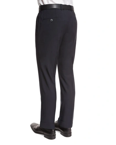 Shop Hugo Boss Genesis Flat-front Slim Trousers, Navy
