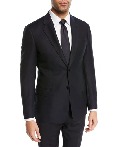 Shop Emporio Armani Two-button Wool Blazer, Navy