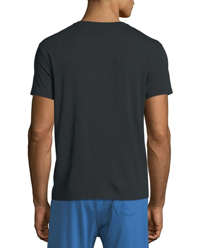 Shop Derek Rose Crewneck Short-sleeve Knit Tee, Anthracite In Charcoal