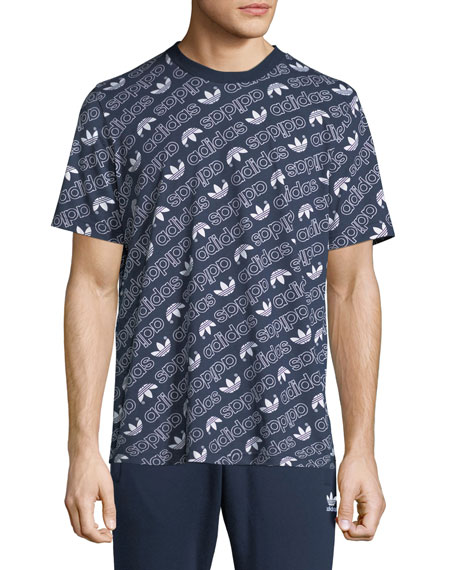 Adidas Originals Adidas Men's Originals Logo-print T-shirt In Navy/wht ...