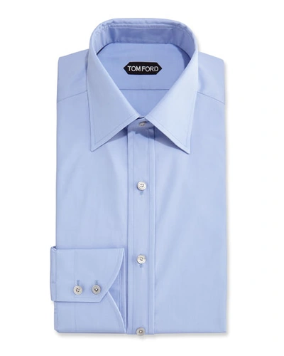 Tom Ford Slim-fit Cutaway-collar Checked Cotton-poplin Shirt In Blue