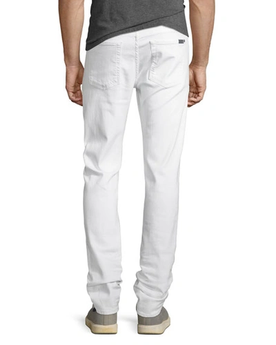 Shop 7 For All Mankind Slimmy Ripped-repair Slim-straight Jeans In White