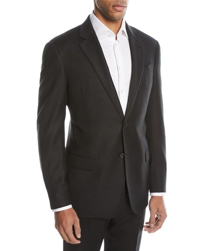 Shop Emporio Armani G-line Textured Two-button Sport Jacket, Black