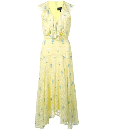 Shop Saloni Yellow Rita Floral Midi Dress