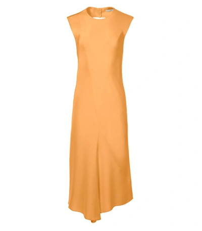 Shop Tibi Orange Silk Open Back Bias Dress In Apricot