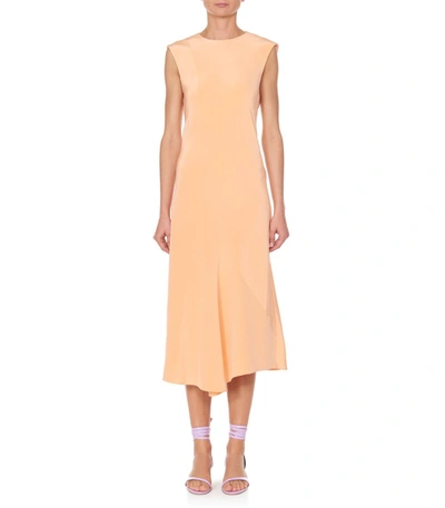 Shop Tibi Orange Silk Open Back Bias Dress In Apricot