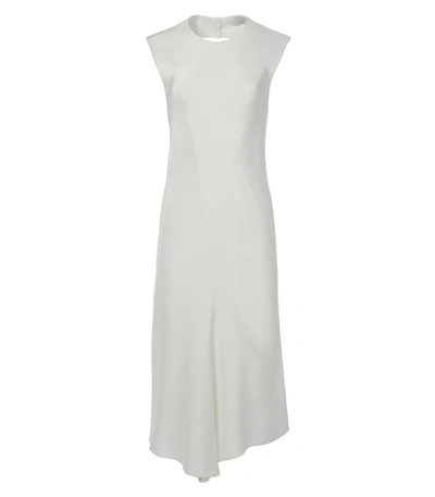 Shop Tibi White Silk Open Back Bias Dress In White/apricot Multicolor