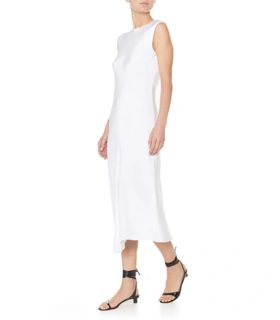 Shop Tibi White Silk Open Back Bias Dress In White/apricot Multicolor