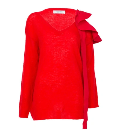 Shop Valentino Red Ruffle Sweater