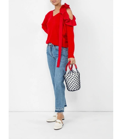 Shop Valentino Red Ruffle Sweater