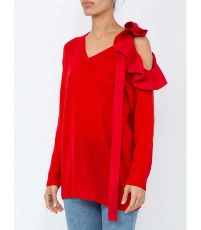 Shop Valentino Red Ruffle Sweater
