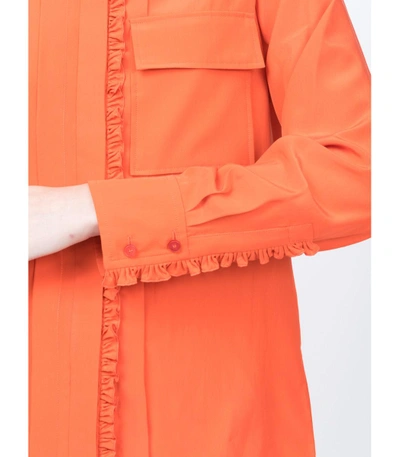 Shop Chloé Orange Frilled Band Collar Blouse