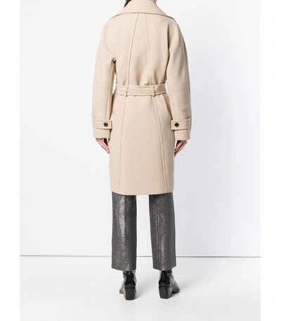 Shop Chloé Neutral Belted Double Breast Coat