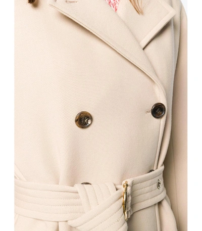 Shop Chloé Neutral Belted Double Breast Coat