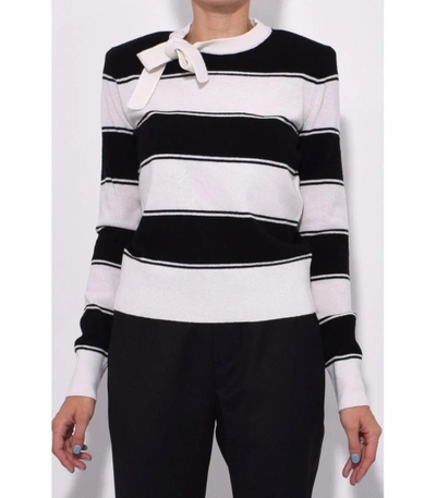 Shop Marc Jacobs Ivory Multicolor Long Sleeve Tie Neck Sweater