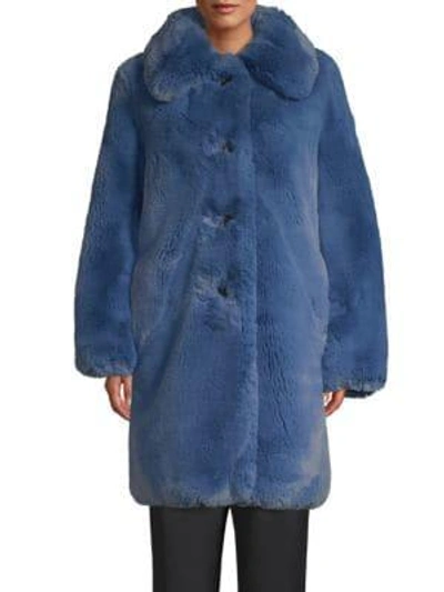 Shop Marc Jacobs Plush Faux Fur Teddy Coat In Dusty Blue