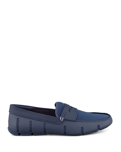 Swims Mesh And Rubber Penny Loafer, Navy In Navy