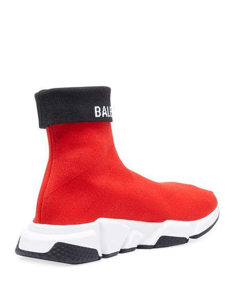Balenciaga Men's Speed High-top Fold-over Sock Sneakers In Red | ModeSens