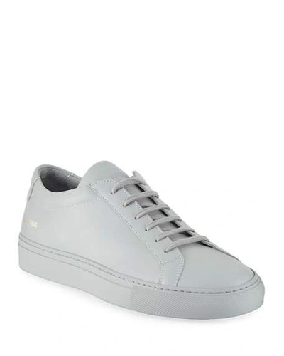 Shop Common Projects Men's Achilles Leather Low-top Sneakers In Gray