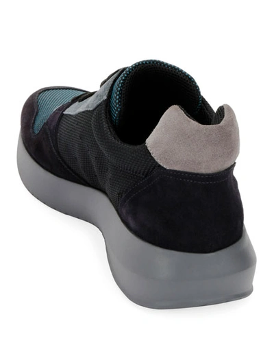Shop Giorgio Armani Men's Leather %26 Mesh Training Sneakers In Multi