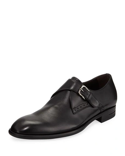 Shop Ermenegildo Zegna Men's New Flex Monk-strap Shoes In Black