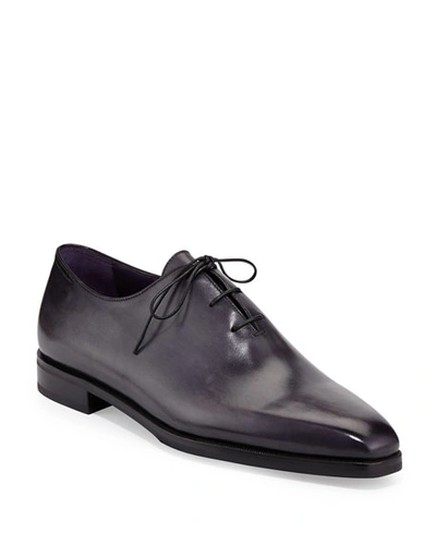 Shop Berluti Alessandro Demesure Leather Oxford, Leather Sole, Black