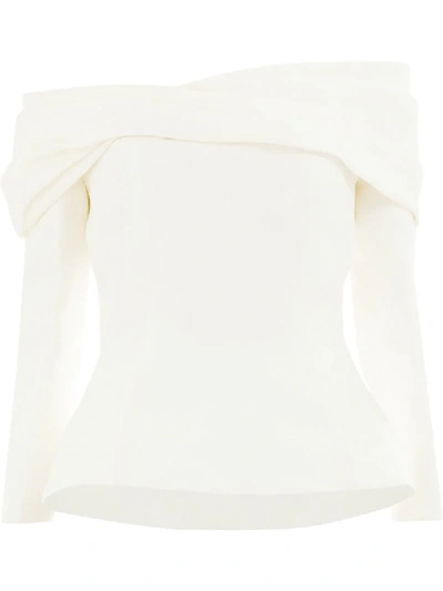 Shop Oscar De La Renta Off-shoulder Draped Blouse - White